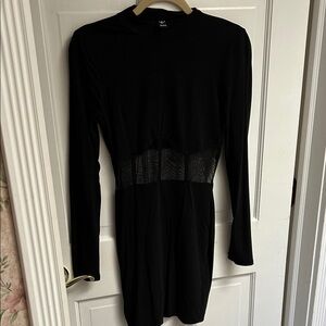Windsor Black Mini Dress with Sheer Detail